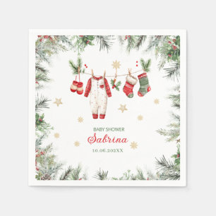Serviette En Papier Aquarelle Joyeux Noël Père Noël bébé de Noël