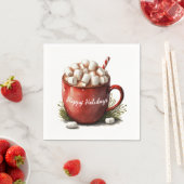 Serviette En Papier Aquarelle Joyeux vacances Chocolat chaud (En situation)