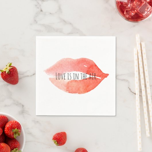 Serviette En Papier Aquarelle Kiss Lips (En situation)