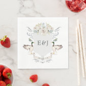 Serviette En Papier Aquarelle Lakeside Mariage Monogram Crest (En situation)
