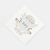 Serviette En Papier Aquarelle Lakeside Mariage Monogram Crest (Coin)