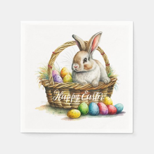 Serviette En Papier Aquarelle Lapin de Pâques Élégant papier d'art ser (Devant)