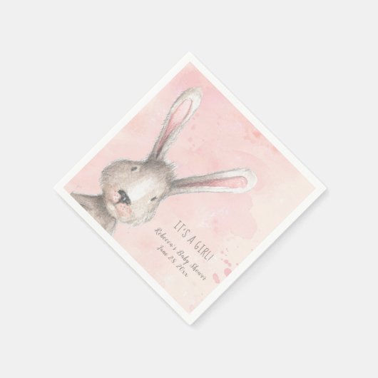 Serviette En Papier Aquarelle Lapin Rabbit C'est une fille coutume (Coin)