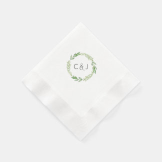 Serviette En Papier Aquarelle Laurel Wreath Cocktail Napkins