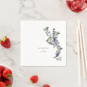 Serviette En Papier Aquarelle Lavande & Eucalyptus Names Mariage (En situation)