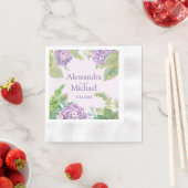Serviette En Papier Aquarelle Lavande Hydrangea Fleurs Mariage (En situation)