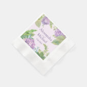 Serviette En Papier Aquarelle Lavande Hydrangea Fleurs Mariage (Coin)