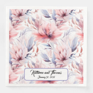 Serviette En Papier Aquarelle Lavande rose Pastel Fleurs Printemps