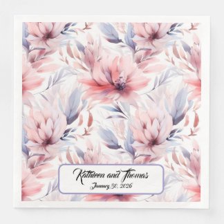 Serviette En Papier Aquarelle Lavande rose Pastel Fleurs Printemps