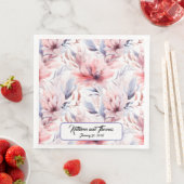 Serviette En Papier Aquarelle Lavande rose Pastel Fleurs Printemps (En situation)