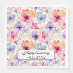 Serviette En Papier Aquarelle Lavande rose rouge Pastel Ressort floral