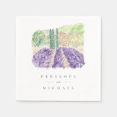 Serviette En Papier Aquarelle Lavender Champs Mariage Napkins (Devant)
