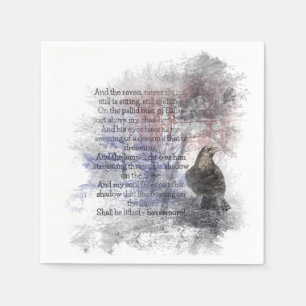 Serviette En Papier Aquarelle Le Corbeau Edgar Allan Poe Poem