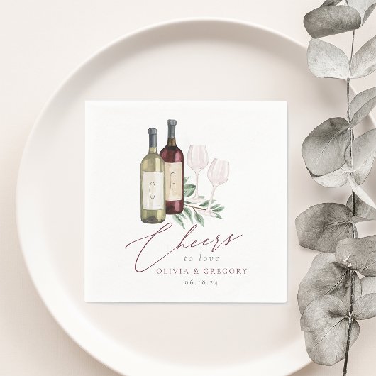 Serviette En Papier Aquarelle Le vin rouge et blanc est à l'honneur