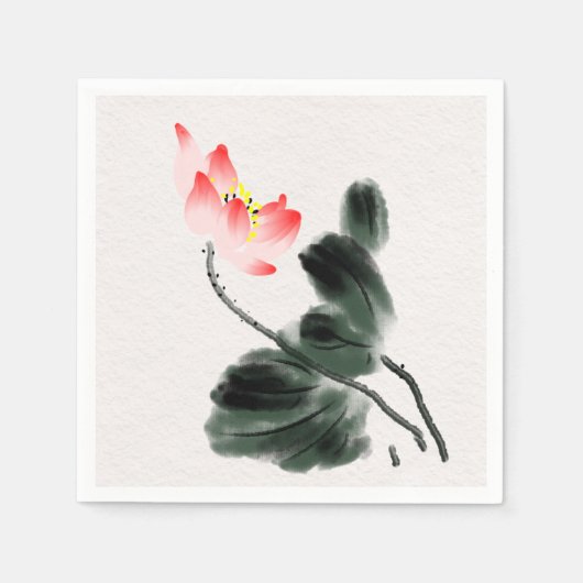 Serviette En Papier Aquarelle libre Lotus Fleurs Peinture (Devant)