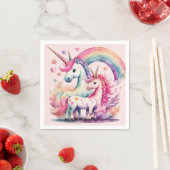 Serviette En Papier aquarelle licorne (En situation)