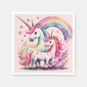 Serviette En Papier aquarelle licorne