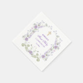 Serviette En Papier Aquarelle Lilac Fleurs Arc Première communion (Coin)