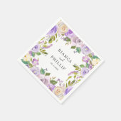 Serviette En Papier Aquarelle Lilac Floral Mariage élégant (Coin)