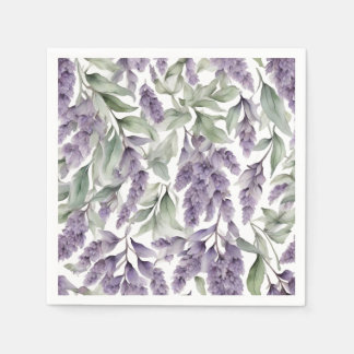 Serviette En Papier Aquarelle lilas et sauge doux