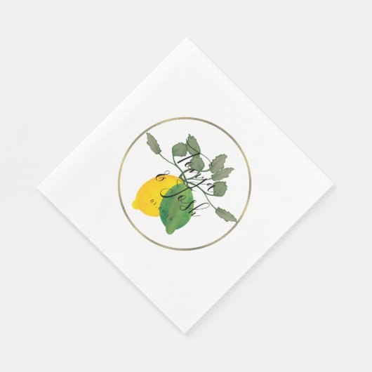 Serviette En Papier Aquarelle Limoncillo Lemon Lime Mariage (Coin)