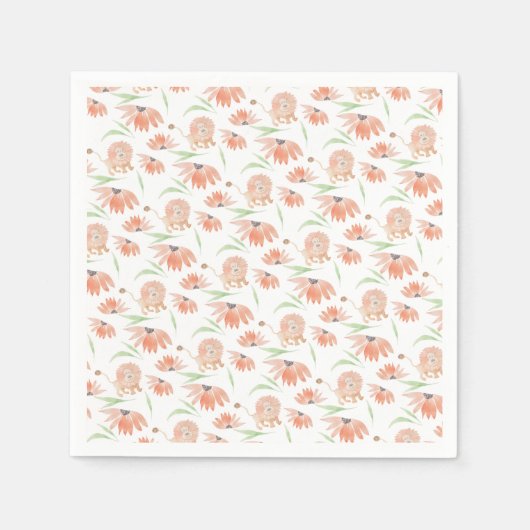 Serviette En Papier Aquarelle Lion bébé peinte à la main (Devant)