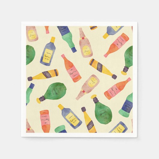 Serviette En Papier Aquarelle Liquor Bouteilles serviettes (Devant)