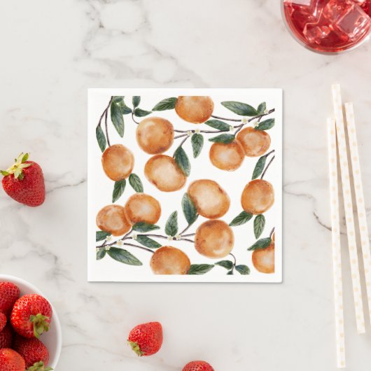 Serviette En Papier Aquarelle Little Cutie Orange Citron  (En situation)