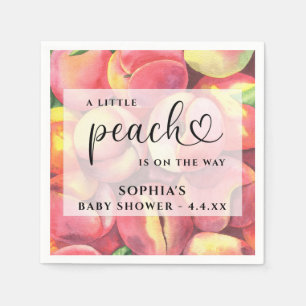 Serviette En Papier Aquarelle Little peach est en route Baby shower 