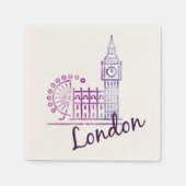 Serviette En Papier Aquarelle Londres Big Ben Napkins - Elégant Royaum (Devant)