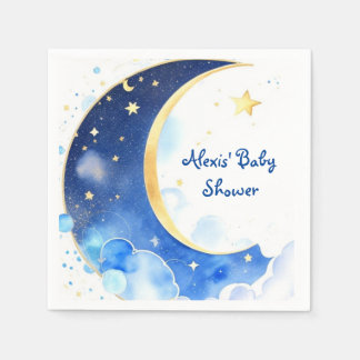 Serviette En Papier Aquarelle Lune céleste et Baby shower des étoiles