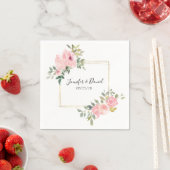 Serviette En Papier Aquarelle Lush Blush rose Mariage Floral (En situation)
