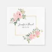 Serviette En Papier Aquarelle Lush Blush rose Mariage Floral (Devant)