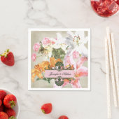 Serviette En Papier Aquarelle Lys Mariage papier serviettes (En situation)