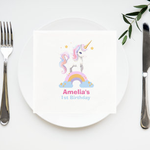 Serviette En Papier Aquarelle magique mignonne Rainbow Unicorn Anniver