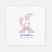 Serviette En Papier Aquarelle magique mignonne Rainbow Unicorn Anniver (Devant)