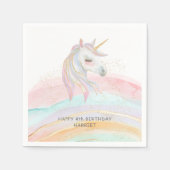Serviette En Papier Aquarelle magique Rainbow Unicorn Anniversaire (Devant)