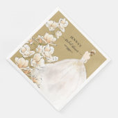 Serviette En Papier Aquarelle Magnolia Bride Fête des mariées papier D (Coin)