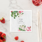 Serviette En Papier Aquarelle Magnolia Fleurs Mariage (En situation)