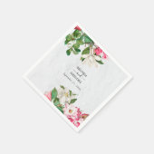 Serviette En Papier Aquarelle Magnolia Fleurs Mariage (Coin)