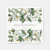Serviette En Papier Aquarelle Magnolia Mariage de verdure (Devant)
