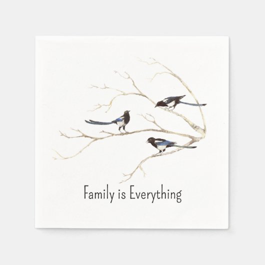 Serviette En Papier Aquarelle Magpie Bird Famille Tout (Devant)