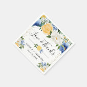 Serviette En Papier Aquarelle Mariage bleu et jaune (Coin)