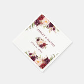 Serviette En Papier Aquarelle mariage Bourgogne Floral (Coin)