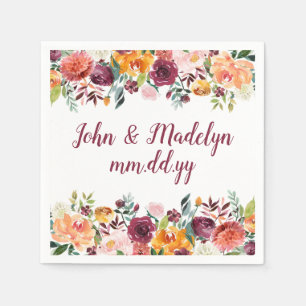 Serviette En Papier Aquarelle Mariage d'automne