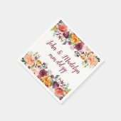 Serviette En Papier Aquarelle Mariage d'automne (Coin)