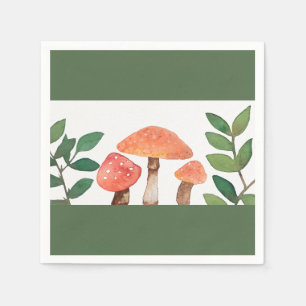 Serviette En Papier Aquarelle mariage de champignon rouge, Mariage