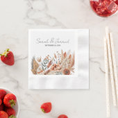 Serviette En Papier Aquarelle Mariage de fleurs en terre cuite (En situation)