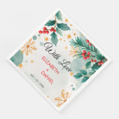 Serviette En Papier Aquarelle Mariage de Noël avec Holly (Coin)