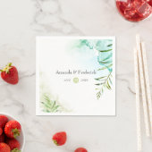 Serviette En Papier Aquarelle Mariage de verdure (En situation)